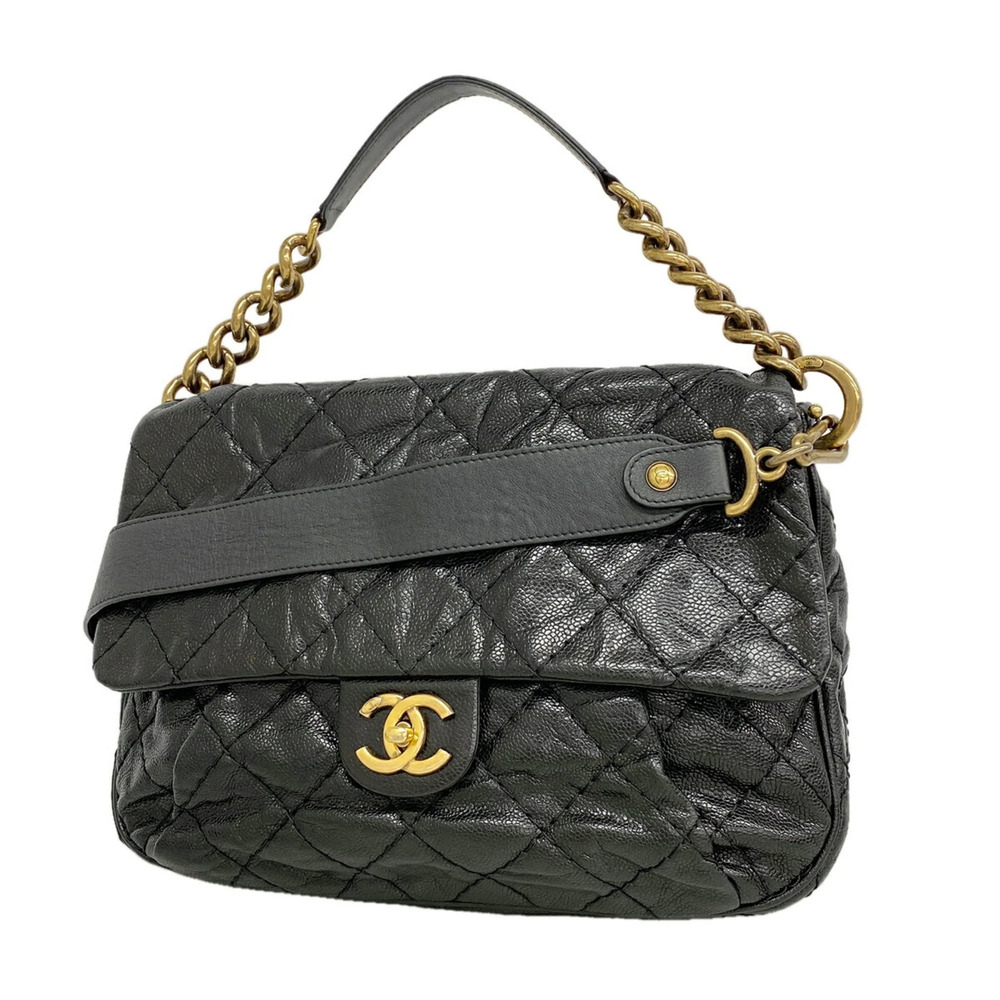 Chanel MatelassΓ© Chain Shoulder Bag, Caviar Leather, Black, Women's